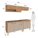 Ver imagem 5 de Cozinha Modulada Completa 4 Peças com 2 Armários Aéreos e Balcão para Pia Marti Yescasa Mel/Cinza