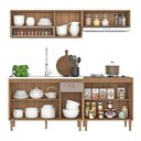 Ver imagem 4 de Cozinha Modulada Completa 4 Peças com 2 Armários Aéreos e Balcão para Pia Marti Yescasa Mel/Cinza