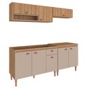 Ver imagem 2 de Cozinha Modulada Completa 4 Peças com 2 Armários Aéreos e Balcão para Pia Marti Yescasa Mel/Cinza