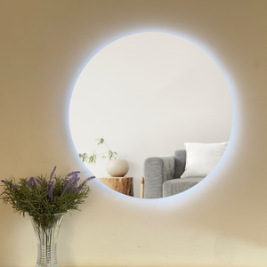 Espelho Redondo 50cm X 50cm com Led À Pilha ou Fonte:led Branco Frio/led a Pilha