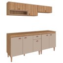 Ver imagem 2 de Cozinha Modulada Completa 4 Peças com 2 Armários Aéreos e Balcão com Tampo Marti Yescasa Mel/Fendi Cinza