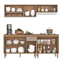 Ver imagem 4 de Cozinha Modulada Completa 4 Peças com 2 Armários Aéreos e Balcão com Tampo Marti Yescasa Mel/Fendi Cinza