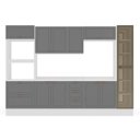 Ver imagem 2 de Cozinha Completa 6 Peças com Cristaleira MDF Branco Cinza Yescasa