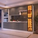 Ver imagem 1 de Cozinha Completa 6 Peças com Cristaleira MDF Branco Cinza Yescasa