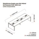 Ver imagem 3 de Estação de Trabalho Mesa Plataforma Escritório para 4 Pessoas Dupla com Caixa de Tomada Pé Painel Cinza/Preto