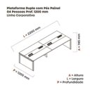 Ver imagem 3 de Estação de Trabalho Mesa Plataforma Escritório para 4 Pessoas Dupla com Caixa de Tomada Pé Painel Branco/Preto
