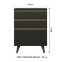 Ver imagem 3 de Balcão Armário de Cozinha 60 cm 3 Gavetas Preto Reims Madesa