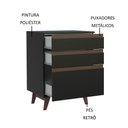 Ver imagem 4 de Balcão Armário de Cozinha 60 cm 3 Gavetas Preto Reims Madesa