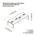 Ver imagem 3 de Estação de Trabalho Mesa Plataforma Escritório para 4 Pessoas Dupla com Caixa de Tomada Pé Painel Marrom/Walnut/Branco