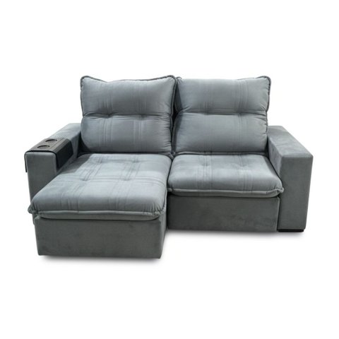 Sofá Luiza Bom Pastor 3 Lugares 2,00 M Veludo Luxo Chumbo