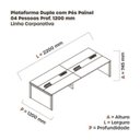 Ver imagem 3 de Estação de Trabalho Mesa Plataforma Escritório para 4 Pessoas Dupla com Caixa de Tomada Pé Painel Marrom/Noce Marromle/Cinza