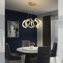 Ver imagem 3 de Pendente Ondas Dourado Led 48w Bivolt 3 Cores 3000k 4000k 6500k Alumínio e Silicone Design Moderno