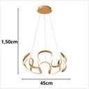Ver imagem 6 de Pendente Ondas Dourado Led 48w Bivolt 3 Cores 3000k 4000k 6500k Alumínio e Silicone Design Moderno
