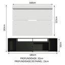 Ver imagem 6 de Rack Madesa Cancun e Painel para Tv até 65 Polegadas - Preto/branco