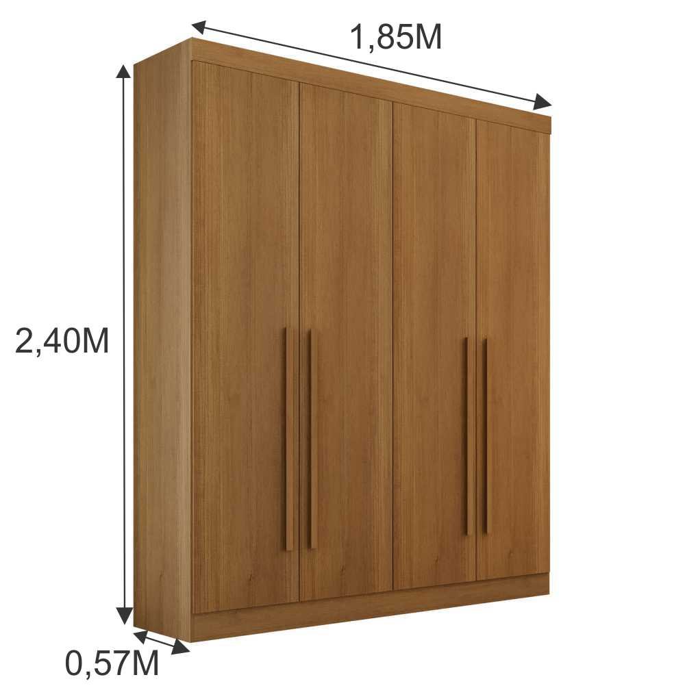 Guarda Roupa da Vinci Plus 4 Portas 3 Gravetas 100% Mdf D'doro:cinamomo - 3