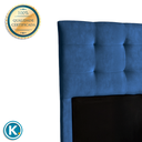 Ver imagem 3 de Cabeceira Estofada Solteiro Alice Nature Veludo Azul 88x136