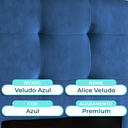 Ver imagem 2 de Cabeceira Estofada Solteiro Alice Nature Veludo Azul 88x136