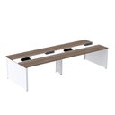 Ver imagem 1 de Estação de Trabalho Mesa Plataforma Escritório para 4 Pessoas Dupla com Caixa de Tomada Pé Painel Marrom/Walnut/Branco