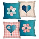 Ver imagem 1 de Kit com 4 Capas para Almofadas Decorativas Abstrato Estilo Jeans