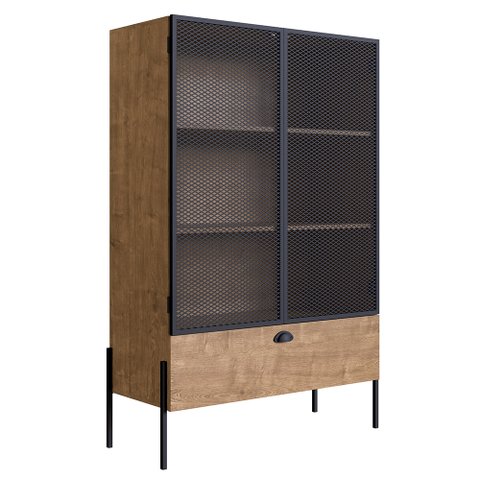 Cristaleira New 140 cm Vermont e Preto - D’Rossi
