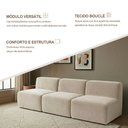 Ver imagem 2 de Sofá Modular Boucle Kit 3 Módulos 3 Meios Sofá Reto Espuma Premium Sala a Vácuo 2,31m - Marfim