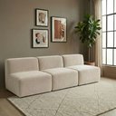 Ver imagem 1 de Sofá Modular Boucle Kit 3 Módulos 3 Meios Sofá Reto Espuma Premium Sala a Vácuo 2,31m - Marfim