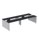 Ver imagem 1 de Estação de Trabalho Mesa Plataforma Escritório para 4 Pessoas Dupla com Caixa de Tomada Pé Painel Preto/Cinza