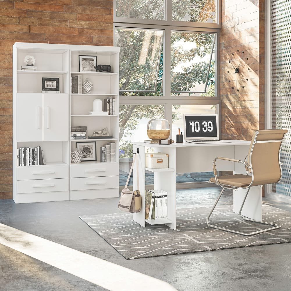 Mesa Escritório 3875 Branco - Qmovi