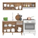 Ver imagem 5 de Cozinha Modulada 3 Peças com 2 Aéreos e Balcão para Pia Marti Yescasa Cinza/Mel