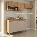 Ver imagem 2 de Cozinha Modulada 3 Peças com 2 Aéreos e Balcão para Pia Marti Yescasa Cinza/Mel