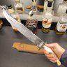 Faca Bowie Artesanal Aço Damasco 11' Chifre de Cervo Grande com Guarda para Caça Churrasco - 3