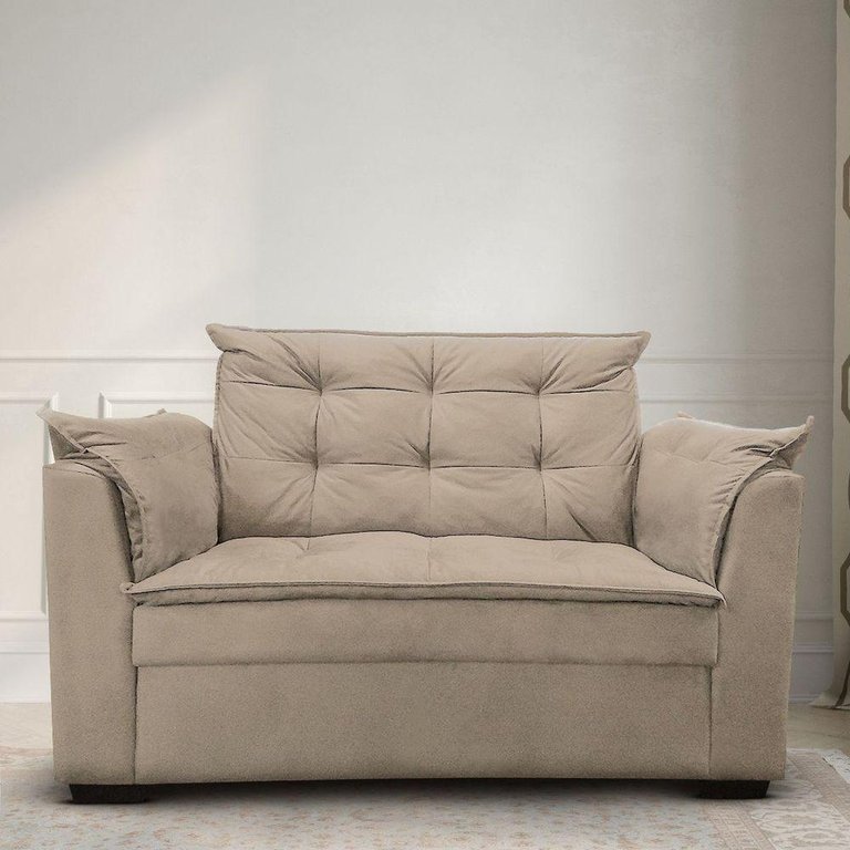 Sofá 2 Lugares para Sala Moderno Confortável Aurora Suede Bege Sofá 2 Lugares para Sala Moderno Confortável Aurora Suede Bege