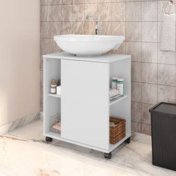 Armário Banheiro Para Lavatorio Pia De Coluna Tokio Branco - 1