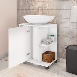 Armário Banheiro Para Lavatorio Pia De Coluna Tokio Branco - 4