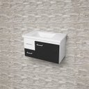 Ver imagem 3 de Kit Gabinete Cuba e Espelheira 74cm para Banheiro 100% Mdf:branco/preto