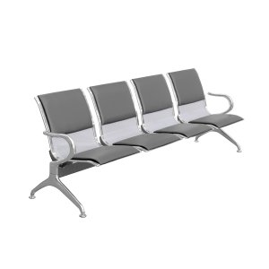 Cadeira Longarina Aeroporto 4 Lugares com Estofado Cor:cinza