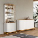Ver imagem 1 de Kit Aparador Buffet com Cristaleira para Sala de Jantar Verbena N01 Off White Ypê - Lyam Decor