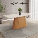 Ver imagem 1 de Mesa de Jantar 8 Lugares 200cm Tampo MDF e Vidro Canto Arredondado Olivia