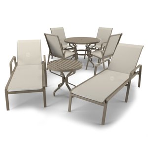 Kit Espreguiçadeira Cadeira Mesa Alumínio Fendi Tela Bege