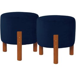 Puff Redondo Luxo Decorativo Charme - Azul Suede - 3