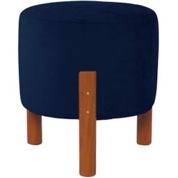 Puff Redondo Luxo Decorativo Charme - Azul Suede - 1
