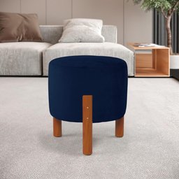 Puff Redondo Luxo Decorativo Charme - Azul Suede - 5