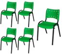 Ver imagem 2 de Cadeira Iso Base Preto Escola, Escritório Verde Kit 5 Un