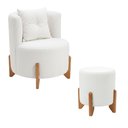 Ver imagem 7 de Kit Poltrona e Puff Luna Decorativa Curvo Orgânico Boucle Branco - Montanaris Decor