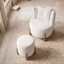 Ver imagem 6 de Kit Poltrona e Puff Luna Decorativa Curvo Orgânico Boucle Branco - Montanaris Decor