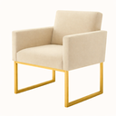 Ver imagem 6 de Kit 2 Poltronas Reforçada Recepção Base Metálico Dourado Bege