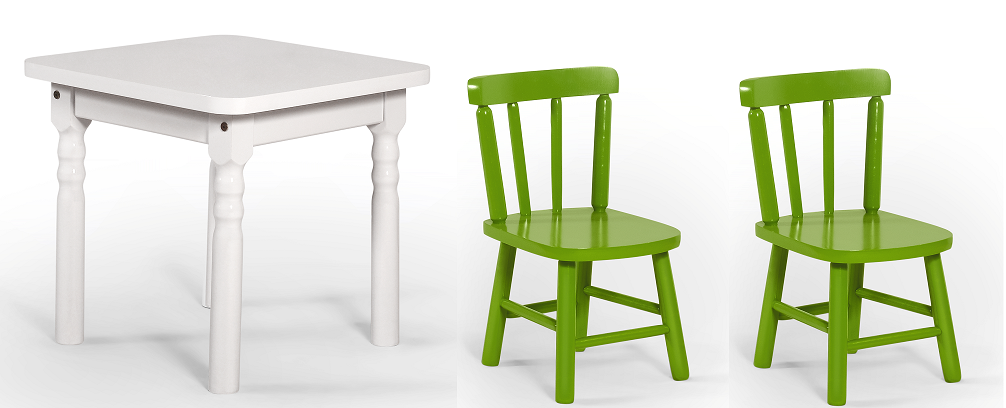 Conjunto Infantil 60x60 com 2 Cadeiras - Verde - JM Móveis - 1