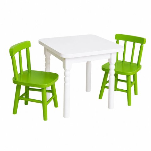 Conjunto Infantil 60x60 com 2 Cadeiras - Verde - Jm Móveis
