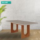 Ver imagem 2 de Mesa de Jantar Retangular 210x100cm Tampo Mdf/vidro Valentina Cimol Cinamomo/off White