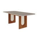 Ver imagem 1 de Mesa de Jantar Retangular 210x100cm Tampo Mdf/vidro Valentina Cimol Cinamomo/off White
